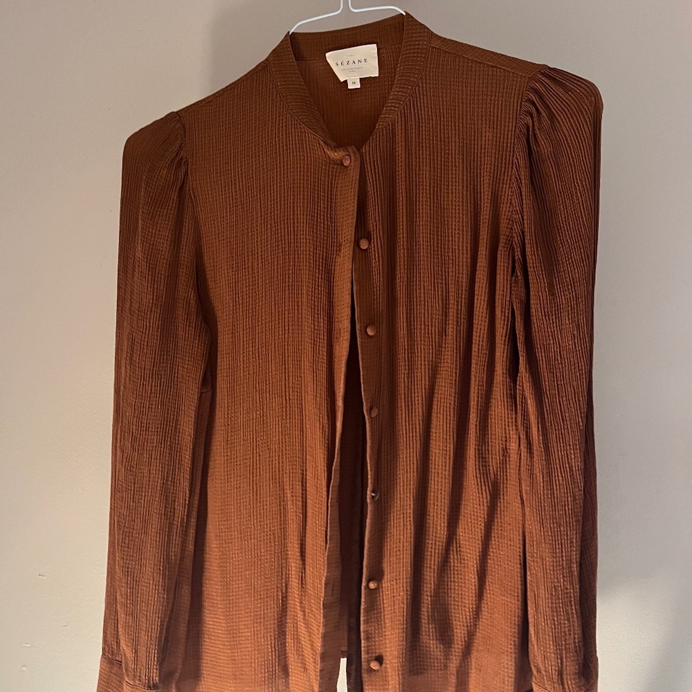Sezane Copper Blouse with tie